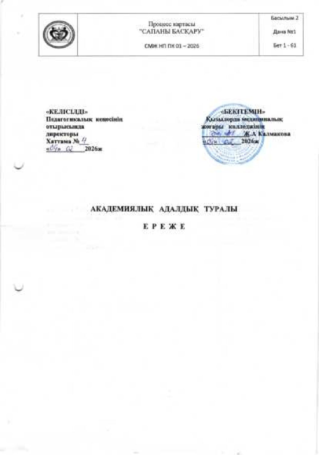 Академиялық адалдық түралы ереже_